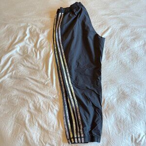 Adidas Track Pants Cropped Black Yellow Purple Size Small